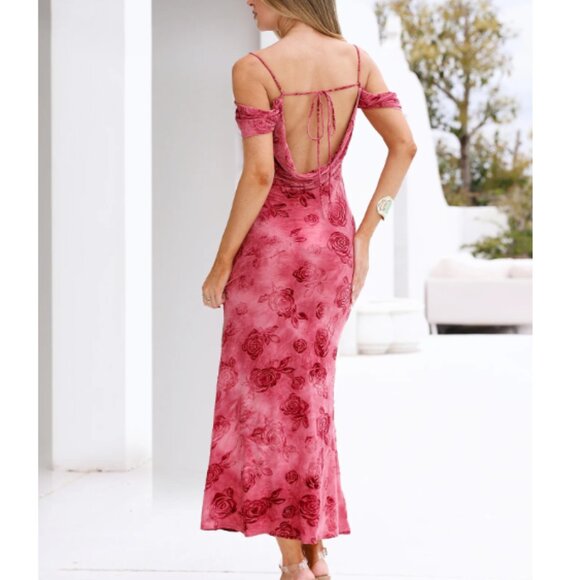 Hello Molly Mireille Off Shoulder Maxi Dress Pink XS - Picture 5 of 7